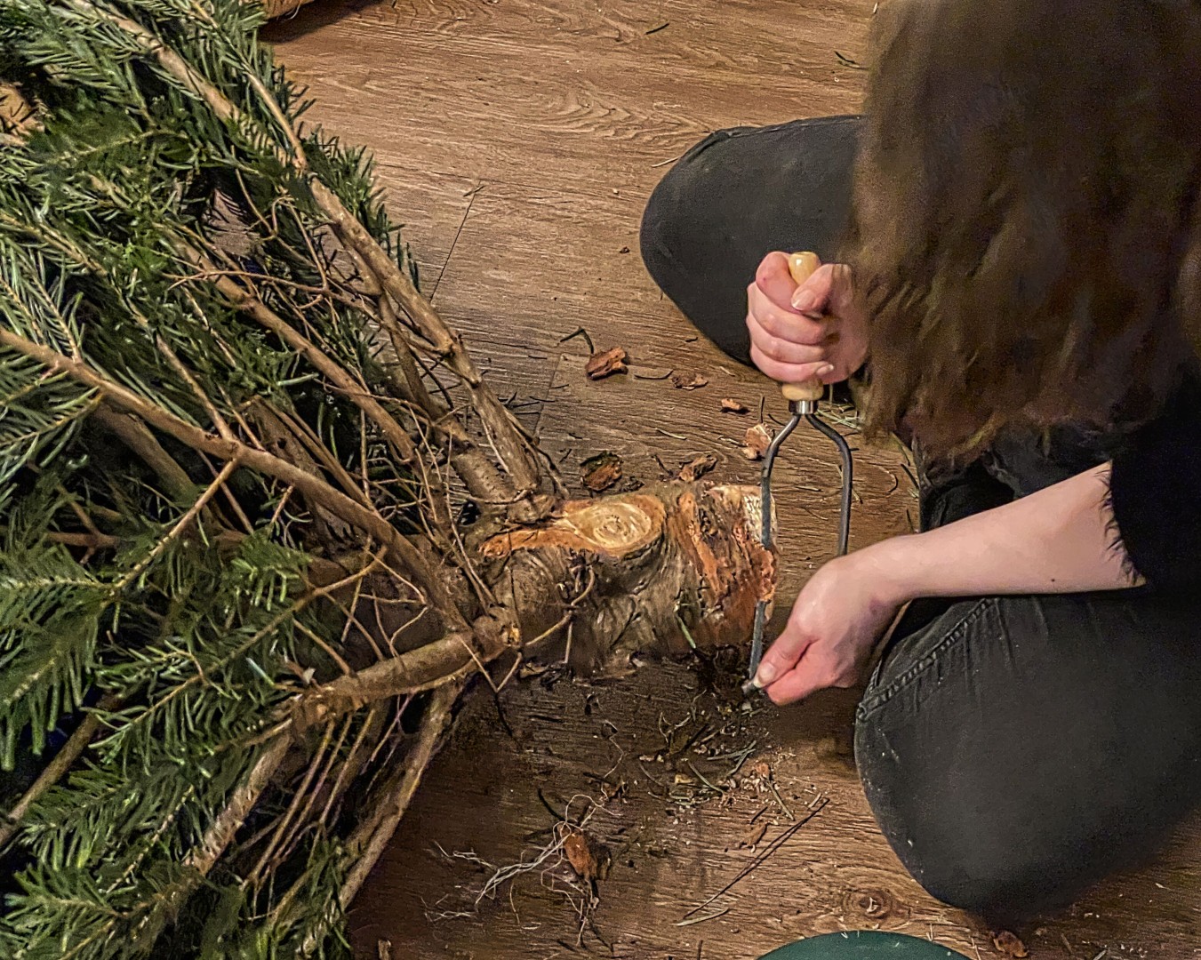 Professionelle Weihnachtsbaumbearbeitung