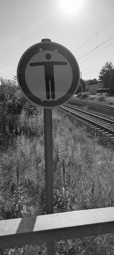 black & white on a central station