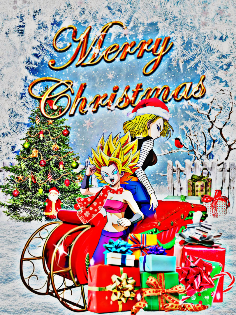 Caulifla x Android 18 Christmas Card